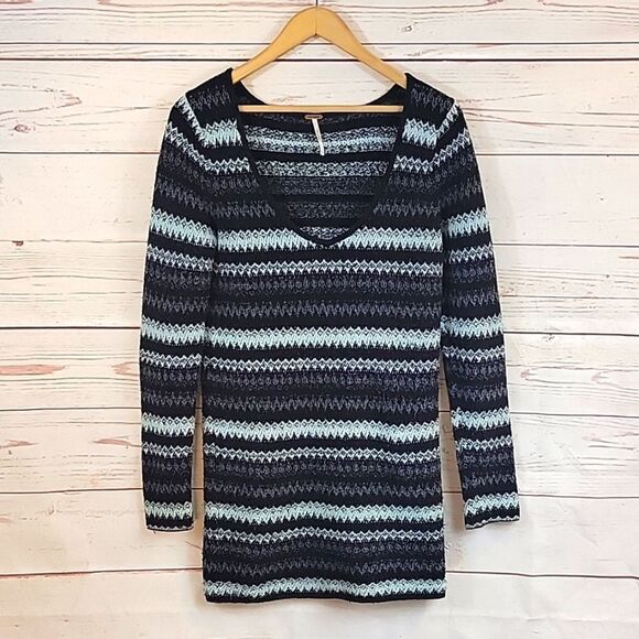 Free people, striped knit tunic dress- Size Large - Picture 2 of 7